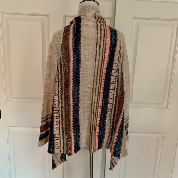 FRANCESCAS DRAPE MULTI COLOR STRIPE CARDIGAN OPEN - Picture 2 of 3